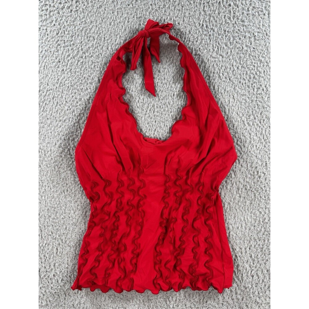 Shan Women's Red Classic Halter Top Stretch Swimsuit Top Size 8